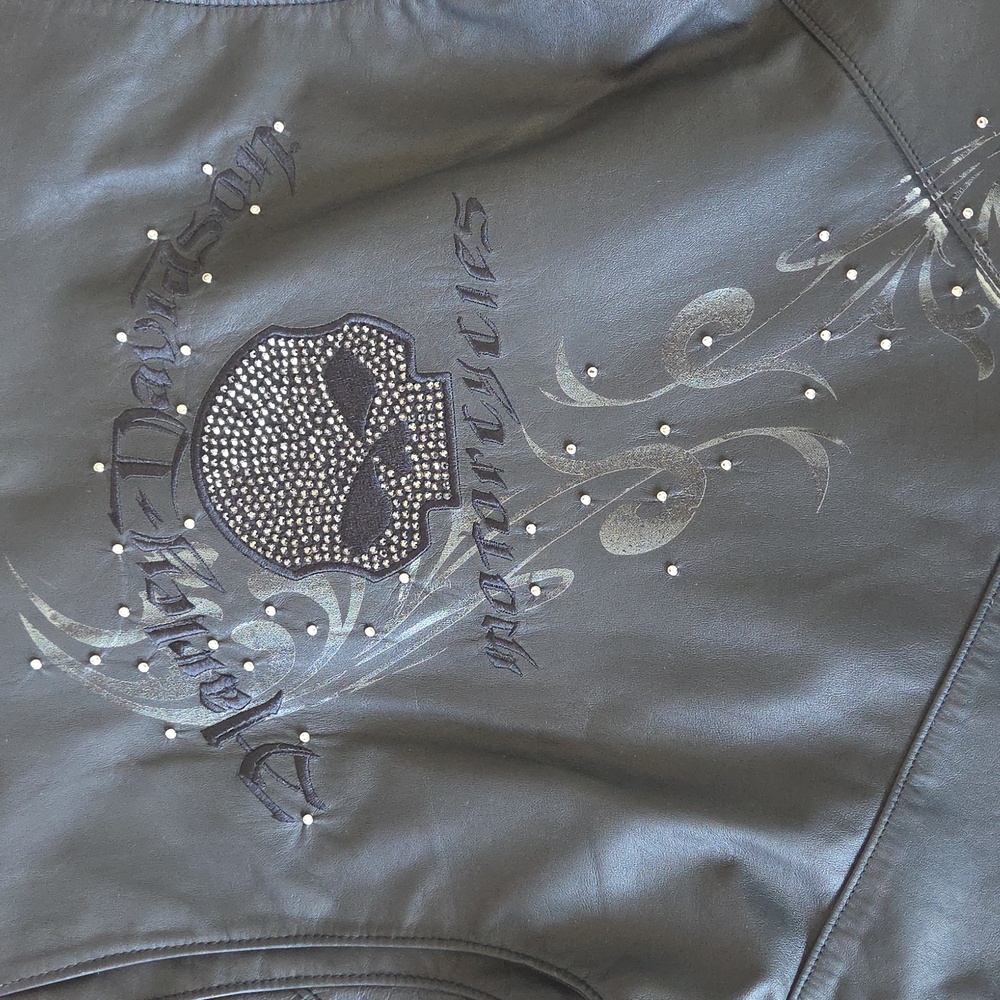 Women's Harley- Davidson Wicked Willie G Skull Genuine Leather Size S. Swarvoski - Picture 2 of 16